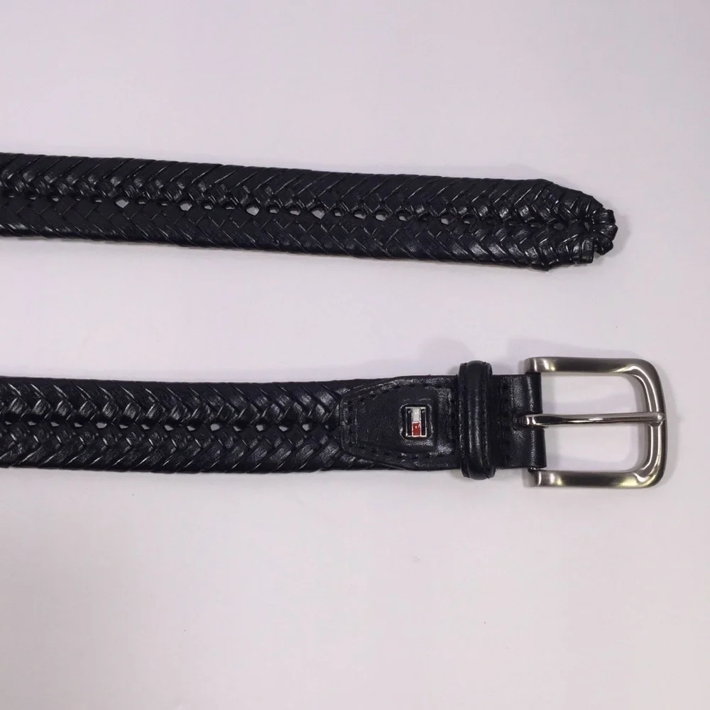 TOMMY Hilfiger Leather Woven Black Belt